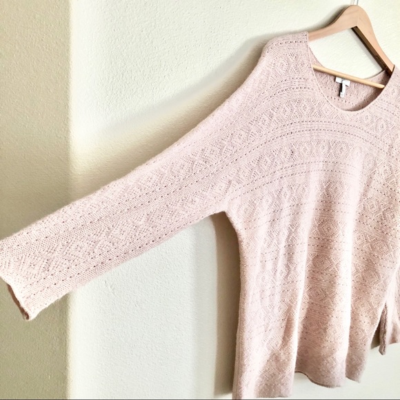 JOIE Cashmere Wool Pointelle Dolman Sweater in Pink - Picture 4 of 8